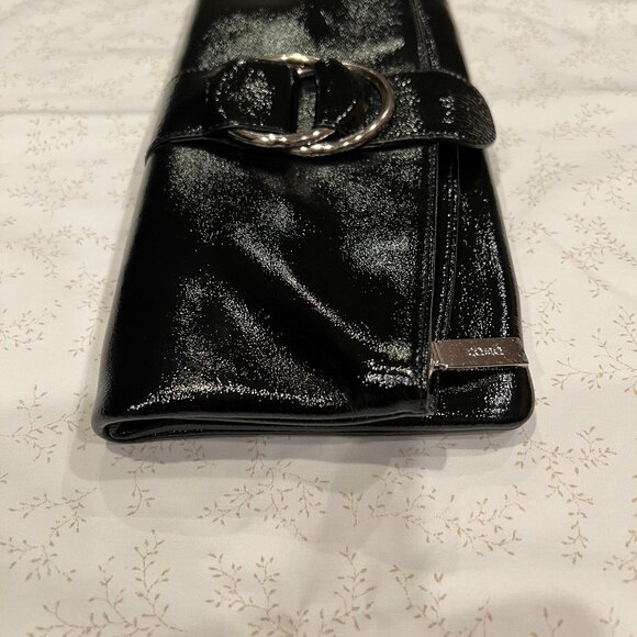 Hobo Foldover Clutch, Black Patent Leather - Picture 10 of 11